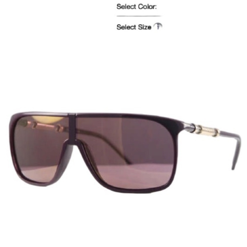 Givenchy SGV772 Sunglasses Black Gold Shield Oversized Unisex Made in Italy